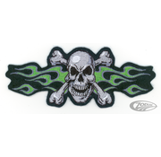 Lethal Threat Decals LETHAL THREAT EMBROIDERED PATCHES, Green Flame Skull Mini Patch