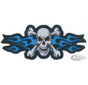 Lethal Threat Decals LETHAL THREAT EMBROIDERED PATCHES, Blue Flame Skull Mini Patch