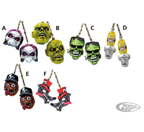 Lethal Threat Decals <p>Originally designed as car mirror danglers these pairs of highly detailed three dimensional skulls are connected to each other with an 8" (20&nbsp;cm) chain. Skulls are made of poly resin material and individually hand painted and sealed with a clear v