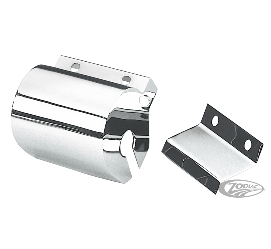 Show-chromed, two piece coil cover for Sportsters 1971 thru 1981. Can also be used on FL and FX models when the coil is mounted on the top motor mount/coil bracket between the cylinders (OEM 31611-83T).
