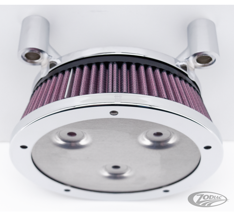 <p>One of the coolest, simplest ideas for air filter kits today. This innovative hi-flow air filter accepts any 5-hole Twin Cam derby cover on the market. Each kit also includes a patented Ness Big Sucker backing plate for incredible performance and clean