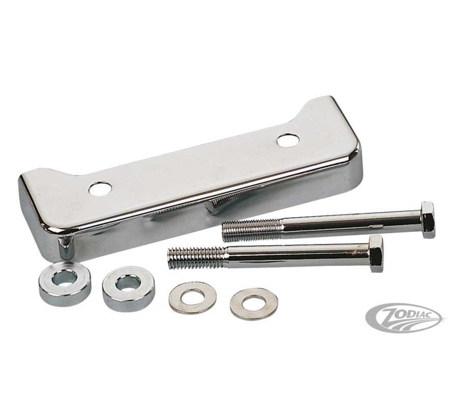 A chrome plated rear engine mount cover to dress up that rough spot between the crankcase and the gearbox on rubber mounted engines. Comes complete with spacers and chrome plated 3/8&quot; UNF bolts for the 1984 thru 1986 models.