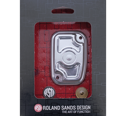 Roland Sands Design <p>Add some style to your stock hand controls with RSD's stock replacement master cylinder caps. Billet aluminum with a chrome, black Contrast Cut or RSD's propriety two-tone Black OPS and Machine OPS finishes. All covers come with one black and one brass