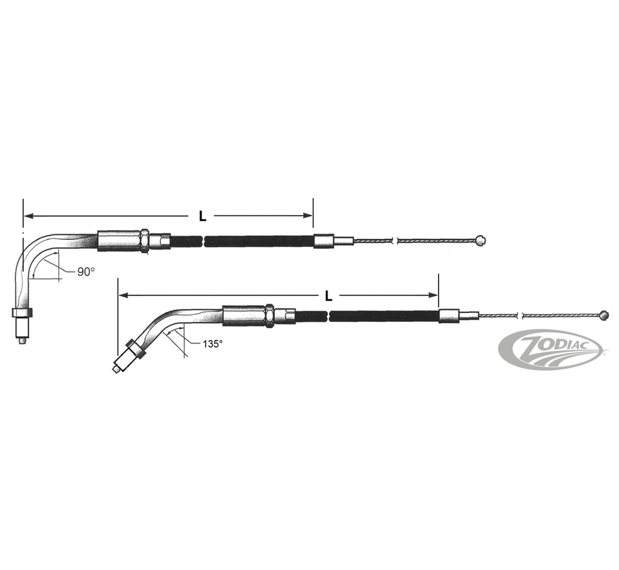 THROTTLE AND IDLE CABLES FOR HARLEY-DAVIDSON & BUELL, GZP Braided BT96 LN=39" 90dgr idle