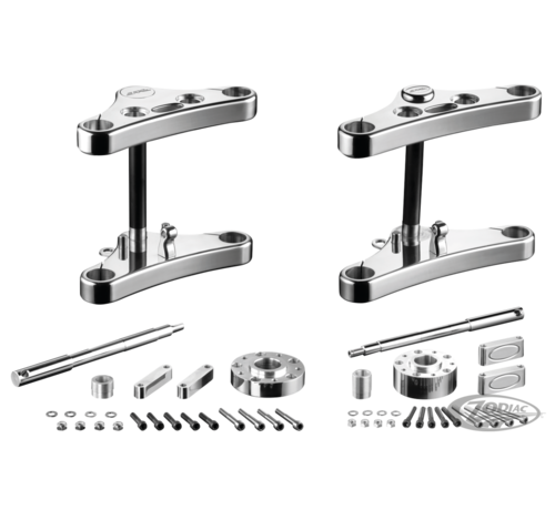 Rebuffini <p>Rebuffini Leda triple trees are 34mm thick solid billet aluminum with smooth fluent looks. They are available for all XL, FXR and Dyna with 39mm fork tubes from 1988 to present. They come in 0 or 4 degrees raked and as Mid Glide with 222mm fork tube pi