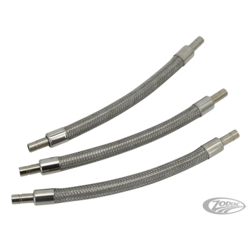 DETACHABLE OIL LINES AND OIL LINE KITS, 8" braided stainless hose w/pipe ends