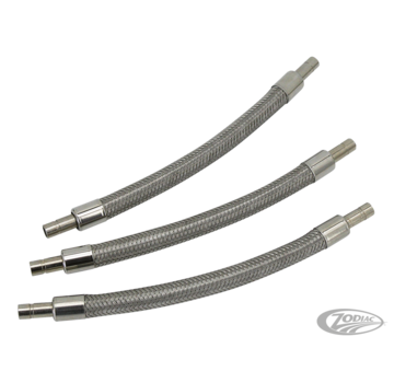 DETACHABLE OIL LINES AND OIL LINE KITS, 15" braided stainless hose w/pipe end