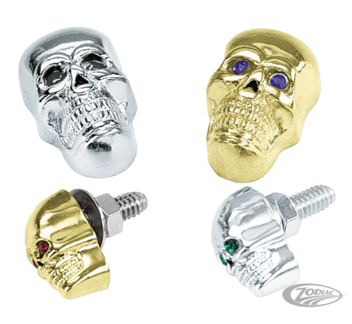 Zodiac (Genuine Zodiac Products) This is where the &quot;Skull-Mania&quot; starts. Detailed, three dimensional studded Skulls with colored eyes, complete with washers and nut. Usable for license plate mounting, on your leather accessories or just as another decorative item on your bike.