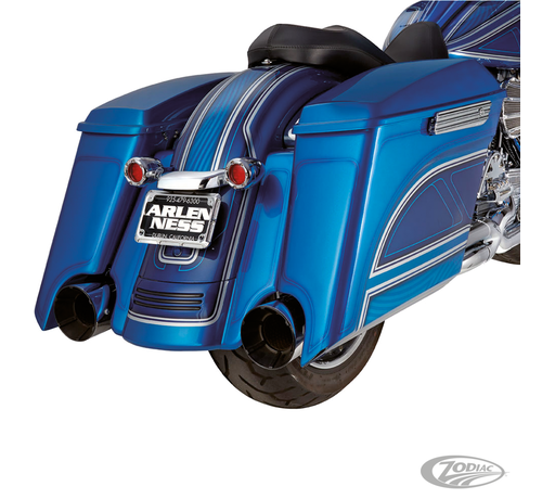 Arlen Ness <p>Arlen's angled cut design gives you the ultimate look while providing maximum cornering clearance. This bag is 5" (12.5cm) longer than stock to cover your muffler from front to back. Injection molded ABS for consistent quality, superior strength and ri