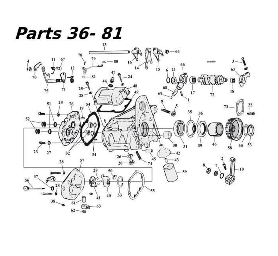 pièces de transmission 5 de vitesse 80-06 Shovelhead / Evo & Twincam Bigtwin nr 36-81