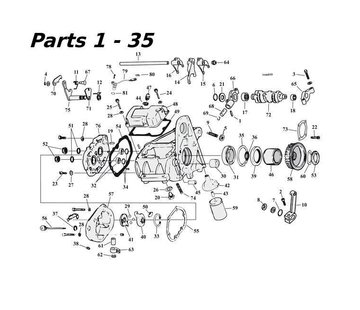 GARDNER-WESTCOTT 5-Gang Getriebe Teile 80-06 Shovelhead/Evo & Twincam Bigtwin nr 1-35