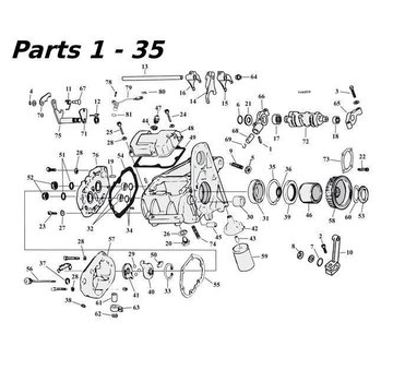 GARDNER-WESTCOTT 5 Velocidad piezas de transmisión 80-06 Shovelhead/Evo & Twincam Bigtwin nr 1-35