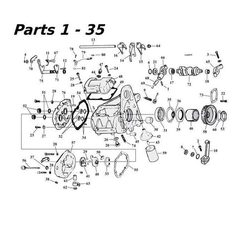 GARDNER-WESTCOTT 5 Vitesse pièces de transmission 80-06 Shovelhead/Evo & Twincam Bigtwin nr 1-35