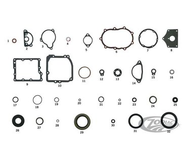 James transmission gaskets and seals kit -4 speed 1936 - 1984