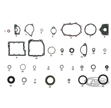 James transmission gaskets and seals kit -4 speed 1936 - 1984