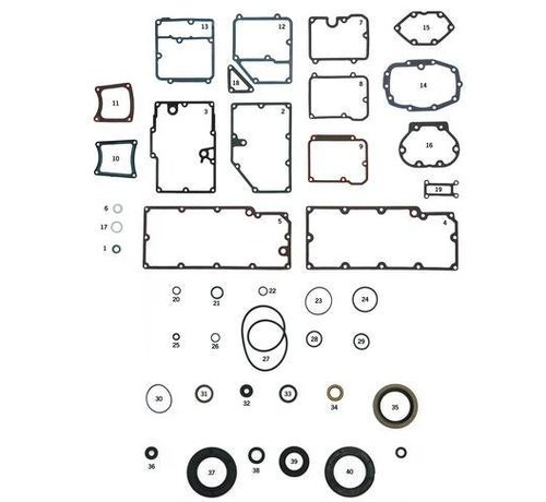 James transmissie pakkingen en afdichtingen kit BT 79-06 Past op:> 5 speed modellen 1979 t / m 2006