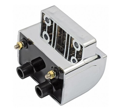 MCS  'Late' OEM style ignition coil black or chrome 12V 4 ohm Chrome Fits: > 80-84 Shovel B T ; 80-84 XL