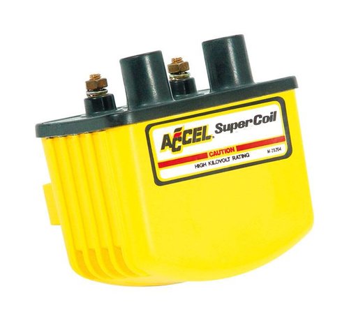 Accel Single Fire Super Coil 3 Ohm - Gelb/Schwarz/Chrom Passend für: > 65-99 BT; 65-03 XL