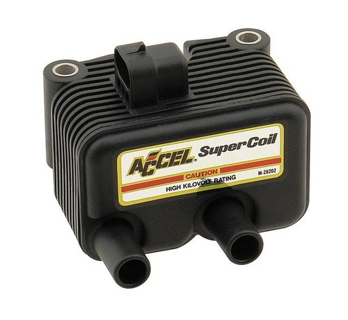 Accel Super Bobine à double feu 12V / 0 5 Ohm Convient à : > 00-06 Softail ; 99-05 Dyna ; 02-06 FLT ; 04-06 XL