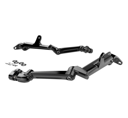 TC-Choppers Commandes Supports de repose-pieds réglables pour autoroute avec bras d'extension - Chrome / Noir 09-20 Touring FLH / FLT