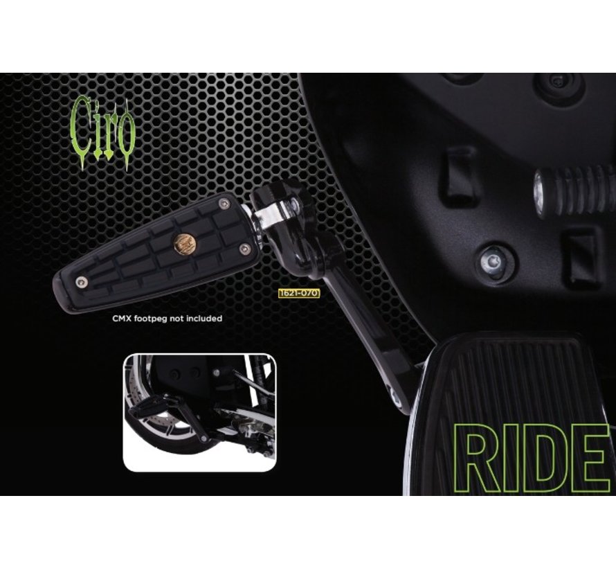 Commandes Supports de repose-pieds réglables pour autoroute avec bras d'extension - Chrome / Noir 09-20 Touring FLH / FLT