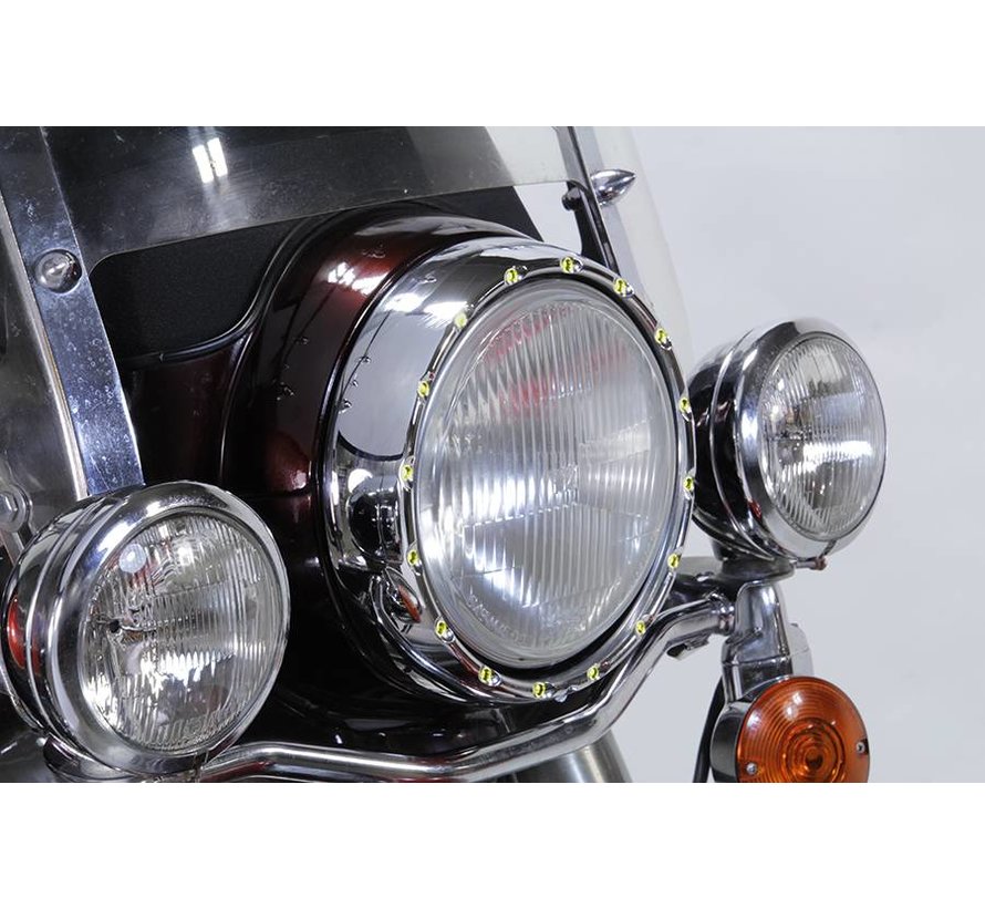 headlight LED halo headlamp ring Chrome Fits: > 1994-2013 FLHR ; 1997-2013 FLT