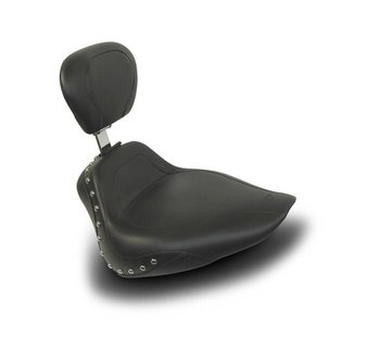 Mustang Studded Sport Solo Seat with Backrest  Fits:> Softail 2000-2017 [Fender Mount]