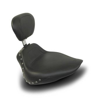 Mustang Studded Sport Solo Seat with Backrest  Fits:> Softail 2000-2017 [Fender Mount]