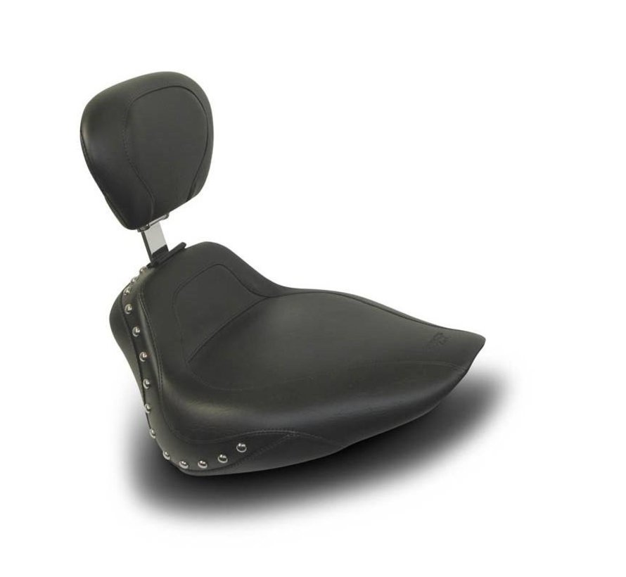 Studded Sport Solo Seat with Backrest Fits:> Softail 2000-2017 [Fender Mount]