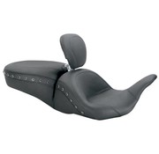 Mustang seat One-Piece Studded LowDown™ Touring with Driver Backrest Road King FLHT FLTR FLHX 2008-2022