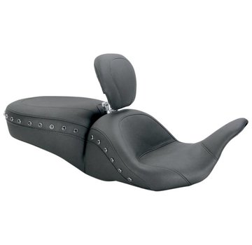 Mustang seat One-Piece Studded LowDown™ Touring with Driver Backrest Road King FLHT FLTR FLHX 2008-2022