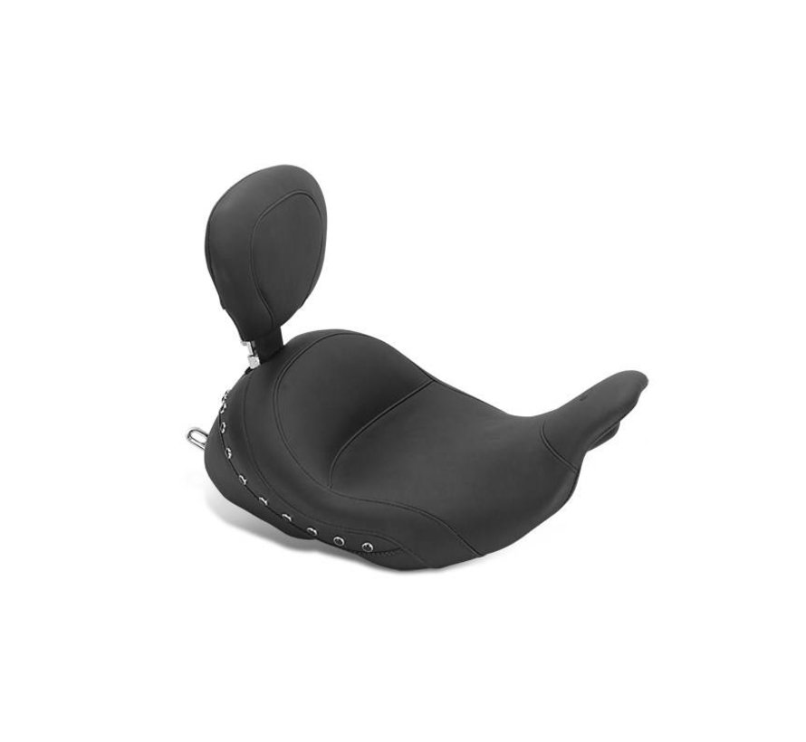 zadel solo LowDown ™ met Black Pearl-Centered Studs en Driver Backrest voor FL Touring 2009-2016