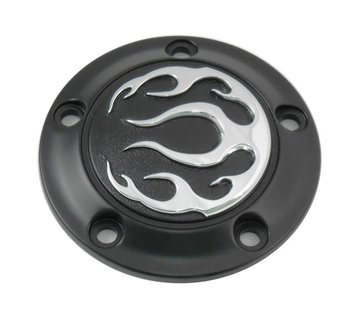 Wyatt Gatling Couvercle de point de flamme noir à 5 trous pour moteur Compatible avec : > 99-17 Twin Cam