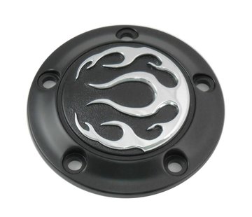 Wyatt Gatling Engine Black 5-hole flame point cover Fits: > 99-17 Twin Cam
