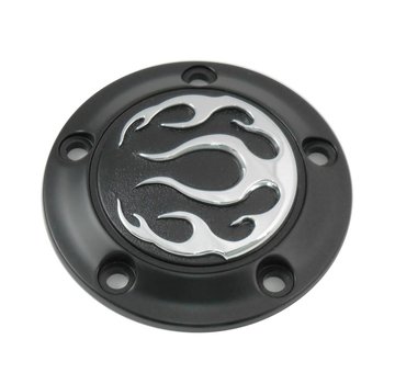 Wyatt Gatling Engine Black 5-hole flame point cover Fits: > 99-17 Twin Cam