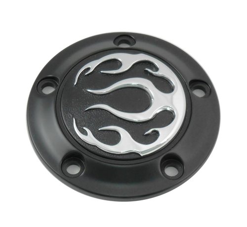 Wyatt Gatling Couvercle de point de flamme noir à 5 trous pour moteur Compatible avec : > 99-17 Twin Cam