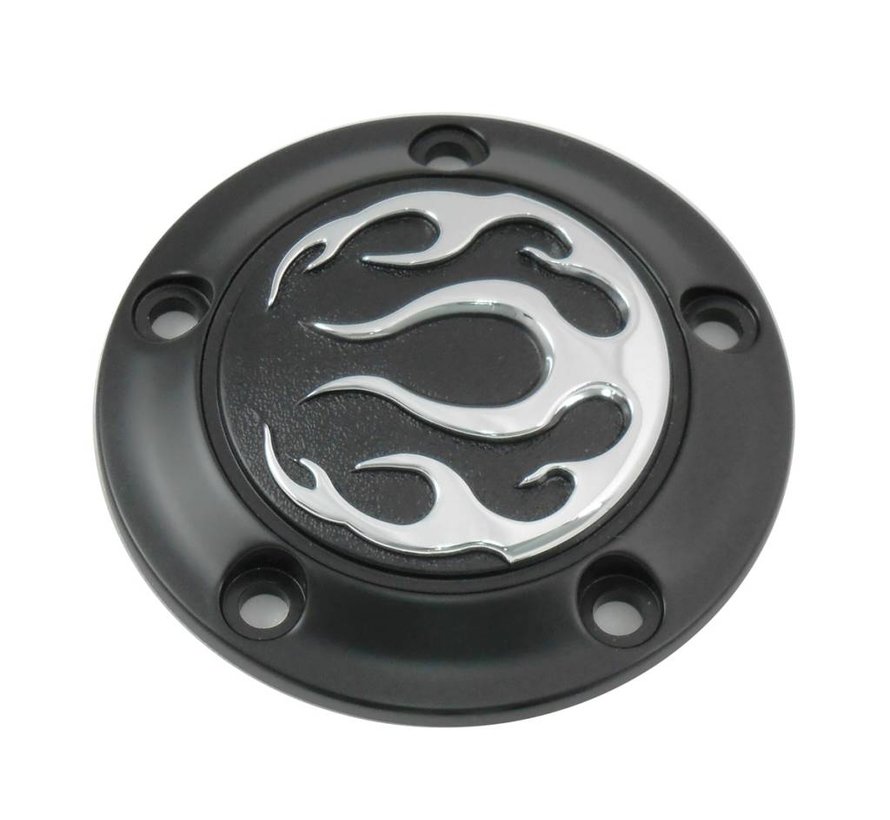 Engine Black 5-hole flame point cover Fits: > 99-17 Twin Cam