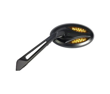 MCS Cateye Spiegel mit LED-Blinker passt HD-Modelle 1965-Up - Schwarz oder Chrom