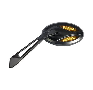 MCS mirror LED Turnsignals cateye mirror Fits:> HD 1965-Up - Black or Chrome