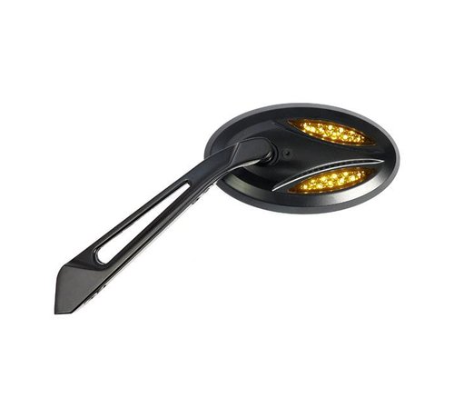 MCS mirror LED Turnsignals cateye mirror Fits:> HD 1965-Up - Black or Chrome