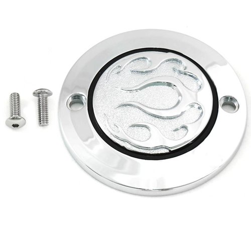 Wyatt Gatling Engine Chrome 2-Hole Flame Point Cover Fits: > 2004-2013 XL Sportster