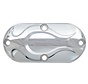 primary Chrome inspection cover plate with Chrome flame design Fits: > 86-06 5-Speed Bigtwin