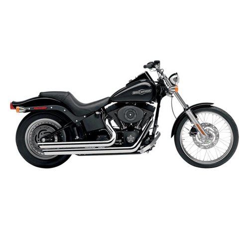 Cobra exhaust Speedster slash down with powerport Chrome - 86-06 Softail