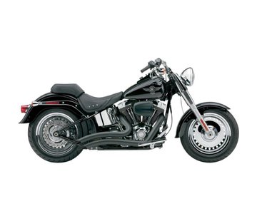 Cobra Exhaust system Speedster Short Swept black heat shields; For all 07‑11 FXST/ FLST models