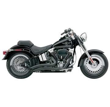 Cobra Exhaust system Speedster Short Swept black heat shields; For all 07‑11 FXST/ FLST models