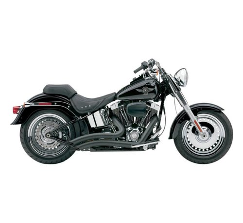 Cobra Exhaust system Speedster Short Swept black heat shields; For all 12-16 FXST/ FLST models