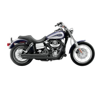 Cobra Exhaust system Speedster Slash Down with Powerport, black heat shields; For all 12-16 Dyna models (except FLD)