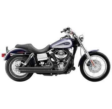 Cobra Exhaust system Speedster Slash Down with Powerport, black heat shields; For all 12-16 Dyna models (except FLD)