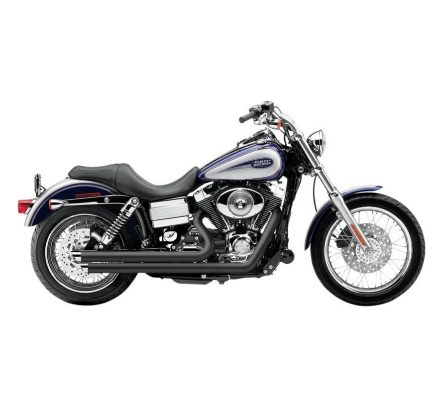 Exhaust system Speedster Slash Down with Powerport black heat shields; For all 12-16 Dyna models (except FLD)
