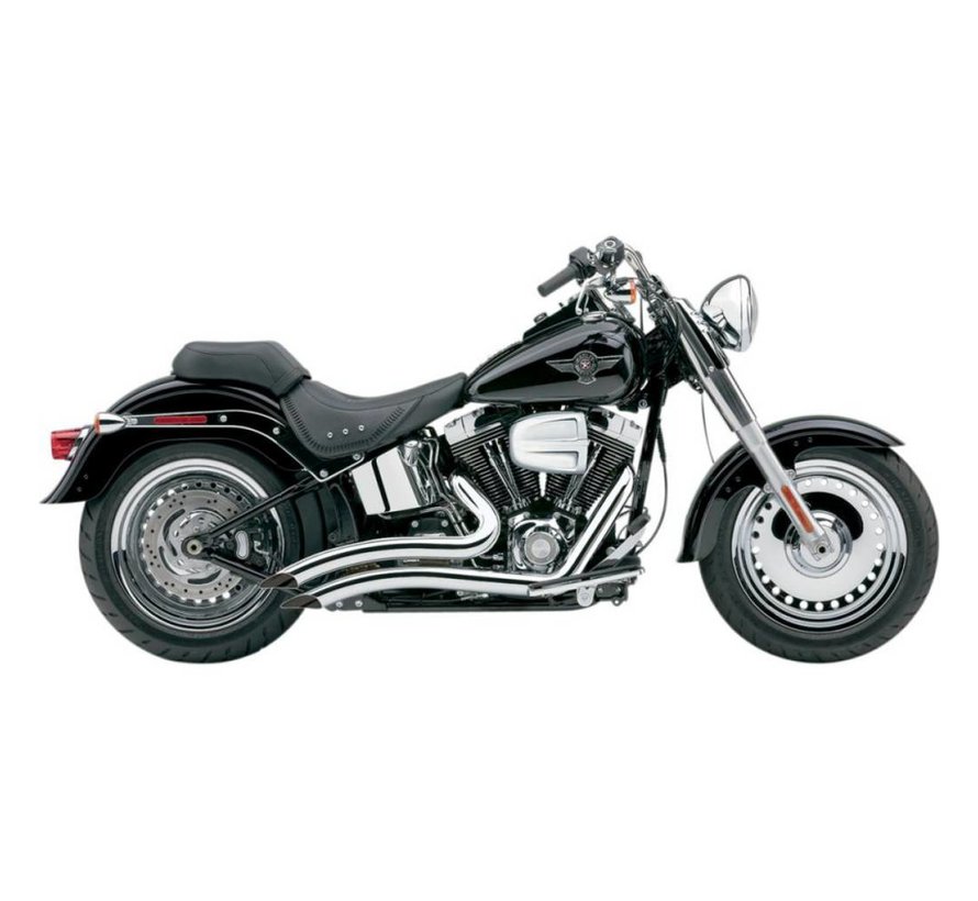 Exhaust system Speedster Short Swept chrome heat shields; For all 86‑06 FXST/ FLST models